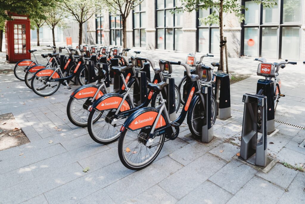 Santander ‘Boris’ Bikes in London (Unsplash)