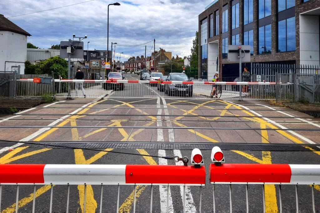 Level crossing (copyright Simon MacMichael)