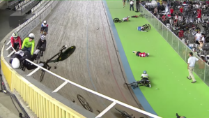Omnium crash at 2023 UCI Junior Track World Championships