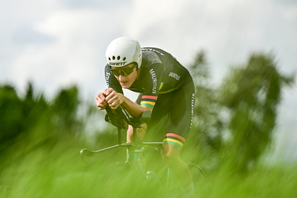 Christopher Rougier-Lagane of Mauritius competing in the Men&rsquo;s Elite Time Trial, 2023 UCI Cycling World Championships (Pauline Ballet/SWpix.com)