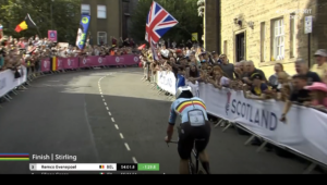 Remco Evenepoel on way to winning ITT at Glasgow 2023