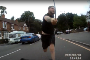 Motorist aims golf club at cyclist in shocking road rage incident after near miss