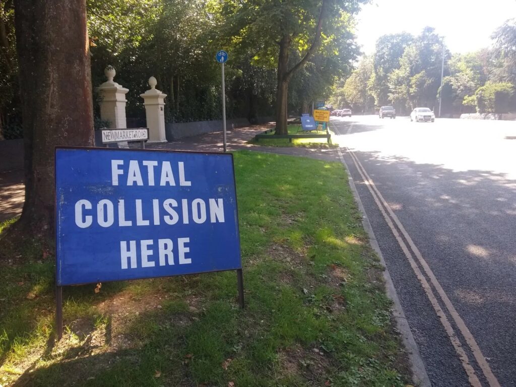 Newmarket Road fatal collision sign, Norwich (credit: Peter Silburn)