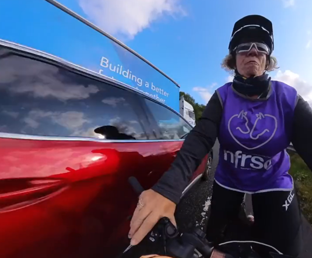 Lady Bathurst close passed by overtaking motorist during charity ride