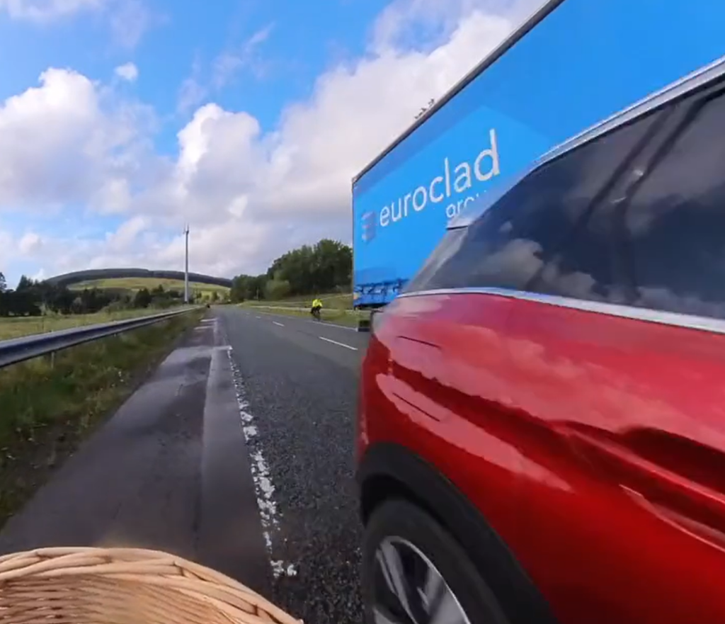 Lady Bathurst close passed by overtaking motorist during charity ride