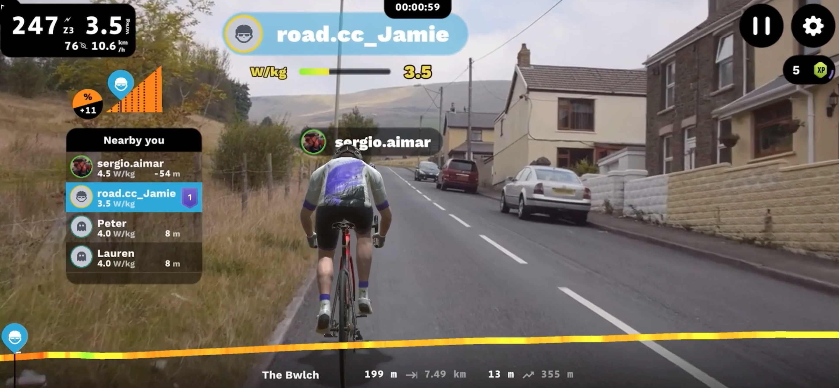 2023 Rouvy Bwlch climb