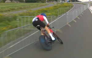 Stefan Kung crash at 2023 European time trial championships