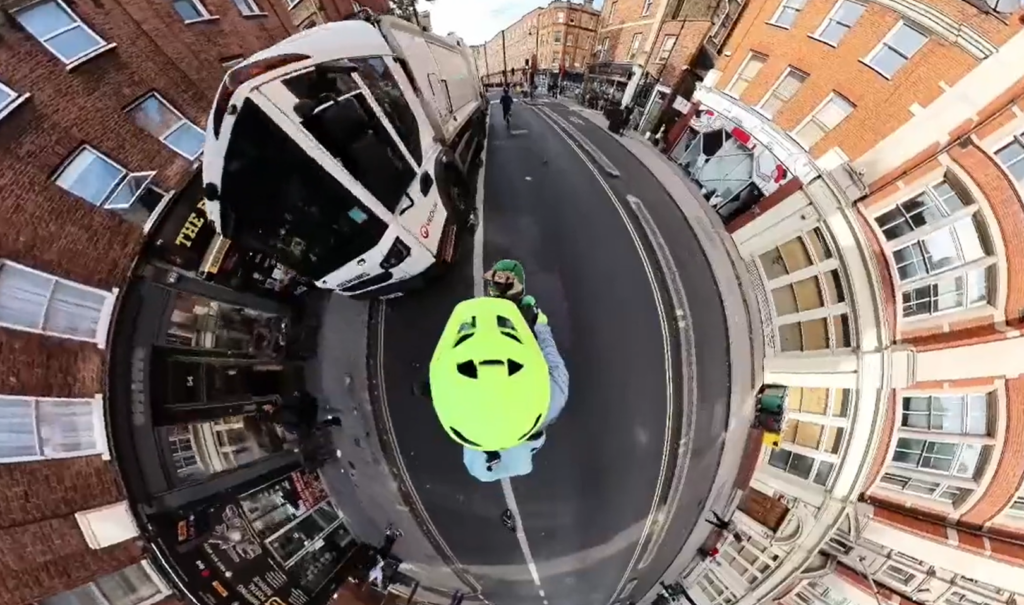Bin lorry blocks Camden cycle lane (Jeremy Vine)