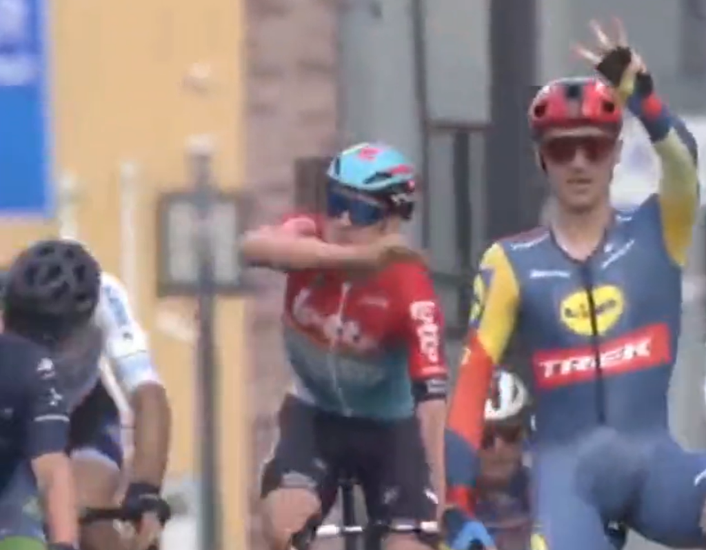 Maxim Van Gils punches Georgios Bouglas  during Japan Cup Criterium