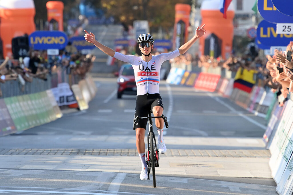 Tadej Pogacar wins 2023 Il Lombardia (picture credit LaPresse/RCS Sport)