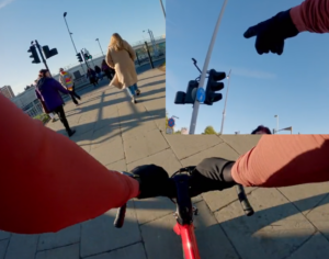 Cyclist berated by pedestrian for riding on shared-use path (Cycling Via, Twitter)