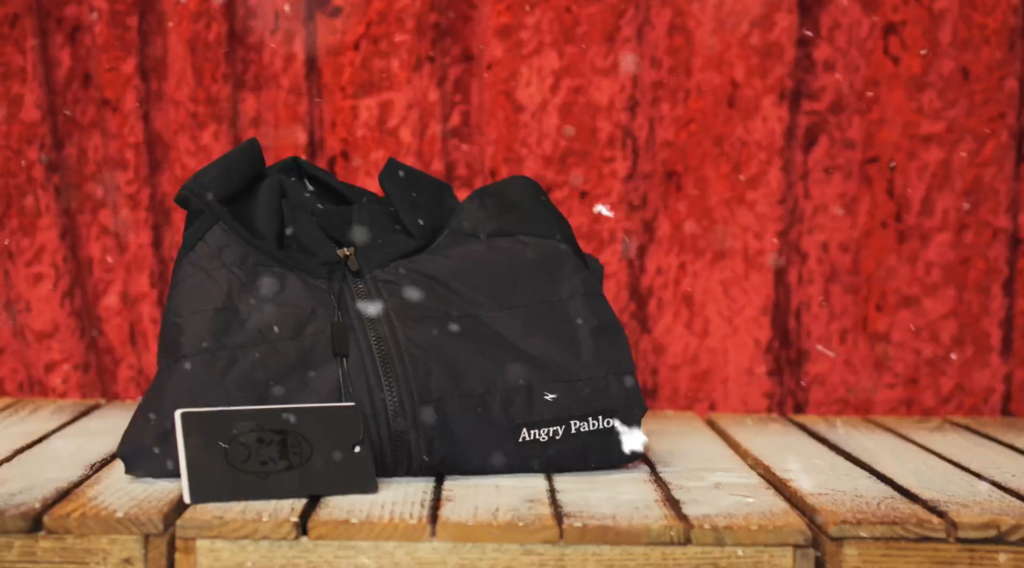 2023 Christmas video Angry Pablo padded gillet