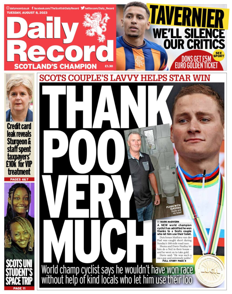 Mathieu van der Poel Daily Record front page