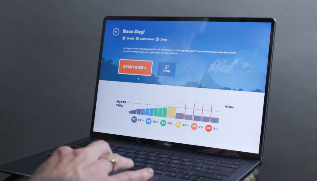 2023 Zwift winter training video screen view
