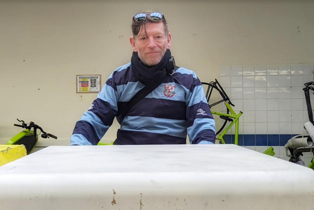 Simon on cargo bike