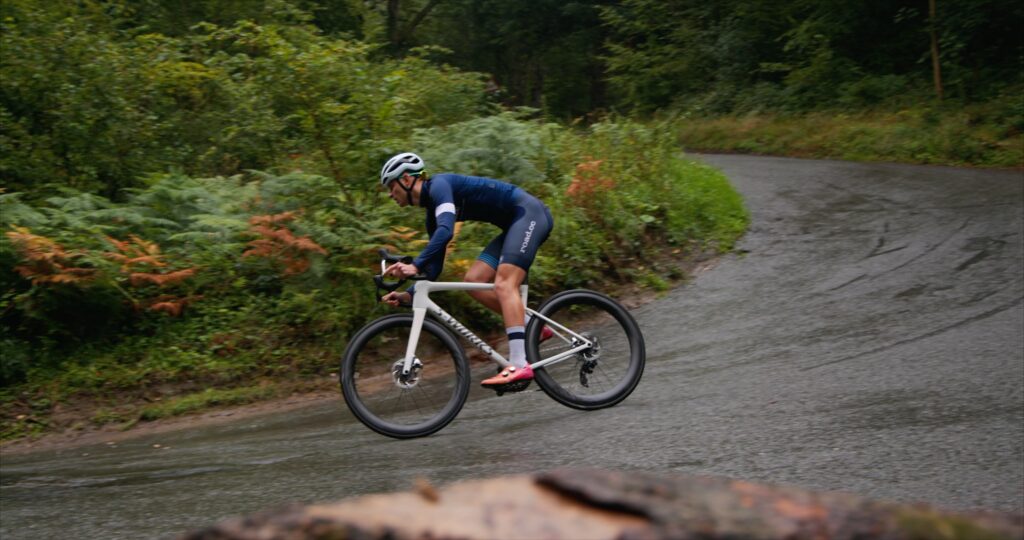 2023 Specialized Tarmac SL8 S-Works riding shot descending