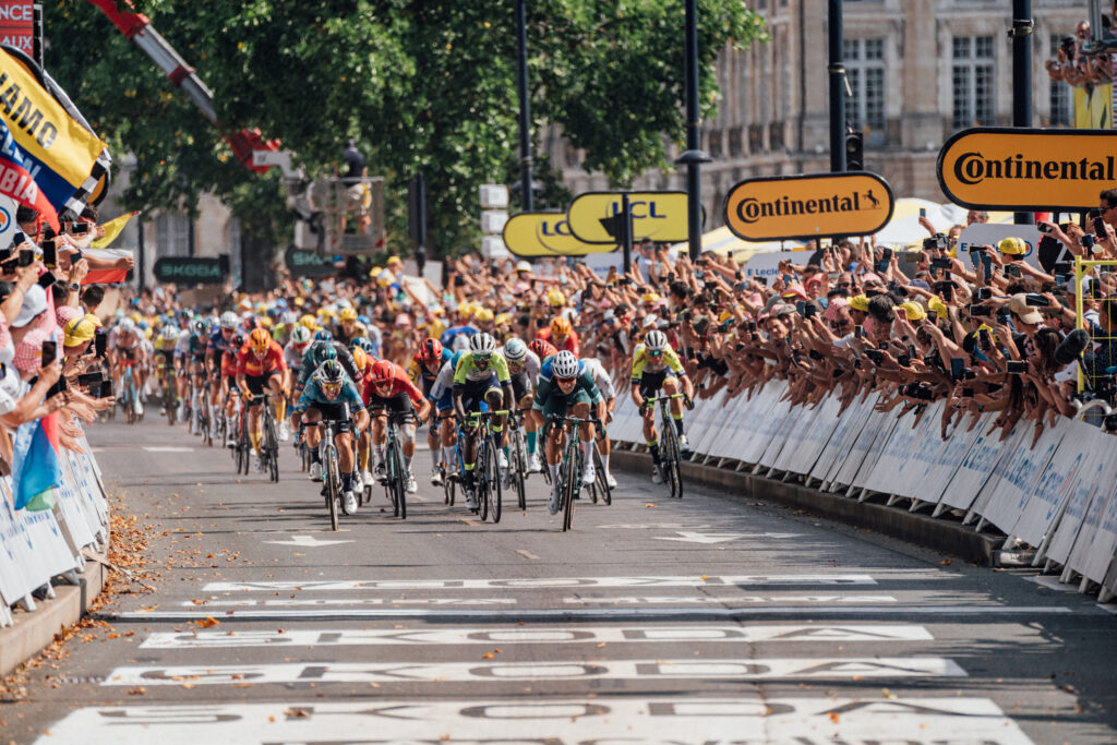 Jasper Philipsen beats Mark Cavendish on stage seven of the 2023 Tour de France (Zac Williams/SWpix.com)