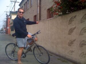 Arnold Schwarzenegger on a bike