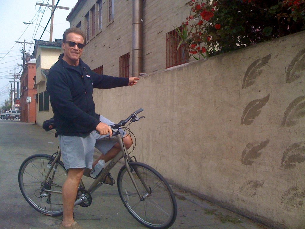 Arnold Schwarzenegger on a bike