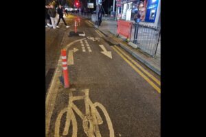 Bristol Road bike lane, Birmingham (credit: @Owen_de_Visser via Twitter)