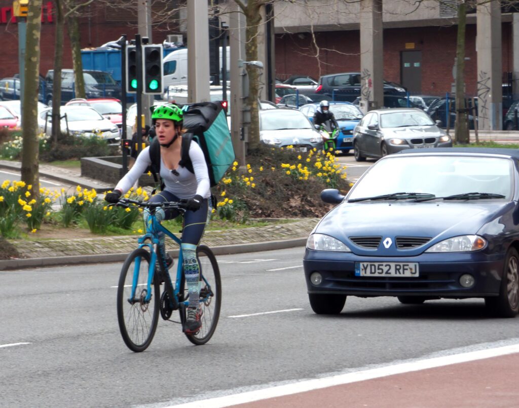 Deliveroo_Rider_Taking_The_Lane_In_Bristol_(32611782273)