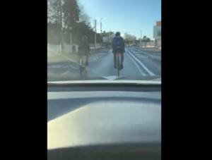 Motorist lambasts cyclists for riding two abreast – while filming them on his phone (Darren Gilligan, Twitter)