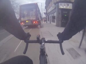 New Briggate, Leeds cycle lane blocked by truck
