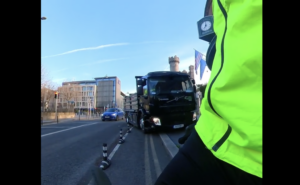 Guinness truck on cycle lane, Dublin
