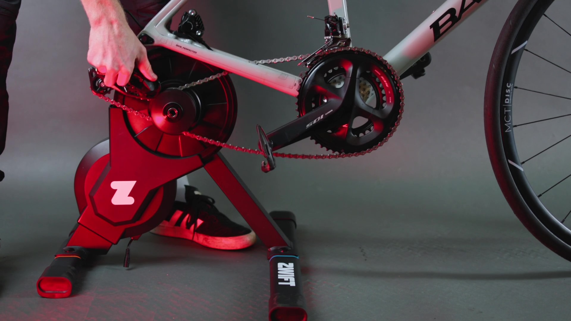 2024 zwift hub one direct drive turbo trainer putting bike on