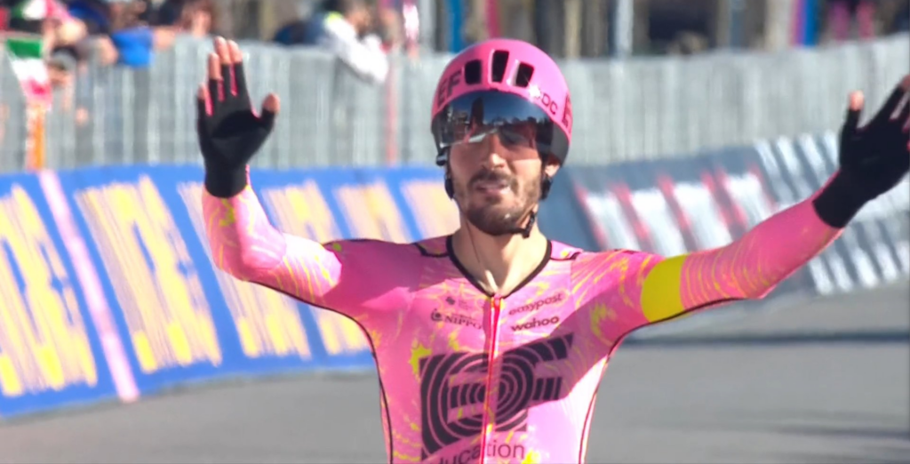 Alberto Bettiol wins Milano-Torino wearing TT helmet