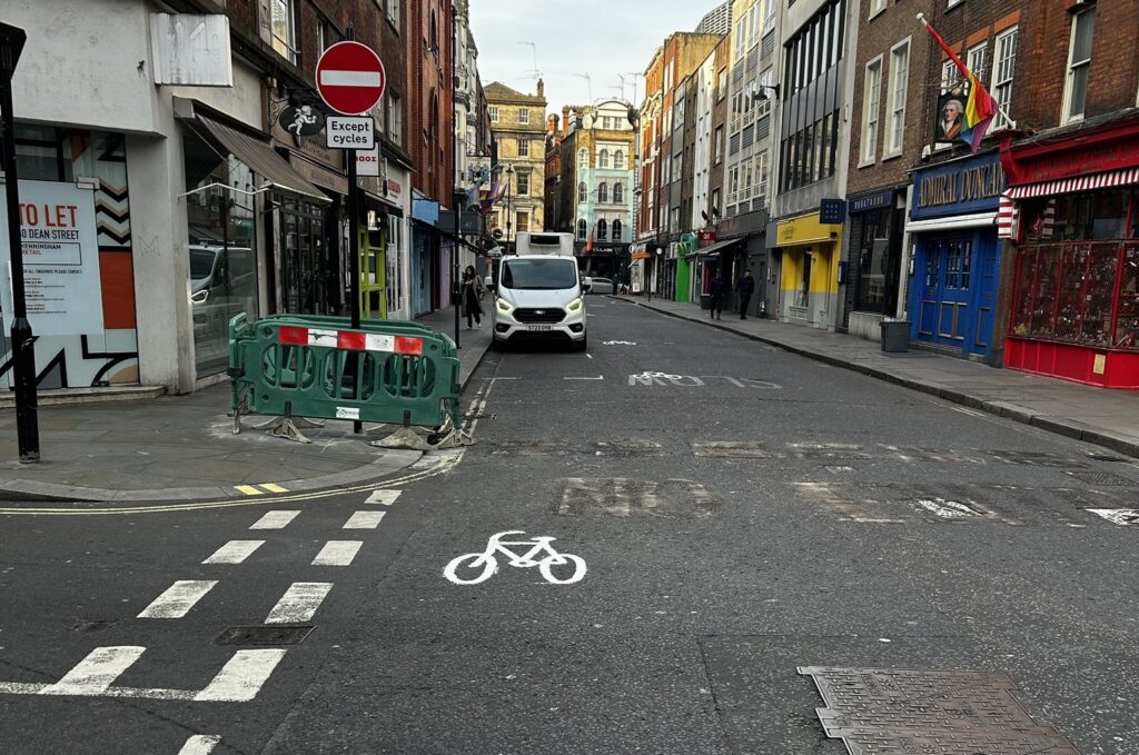 Bike markings Old Compton Street, Soho