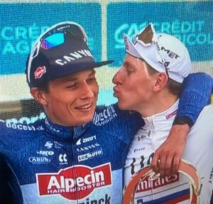 Pogacar and Philipsen on Milan-San Remo podium