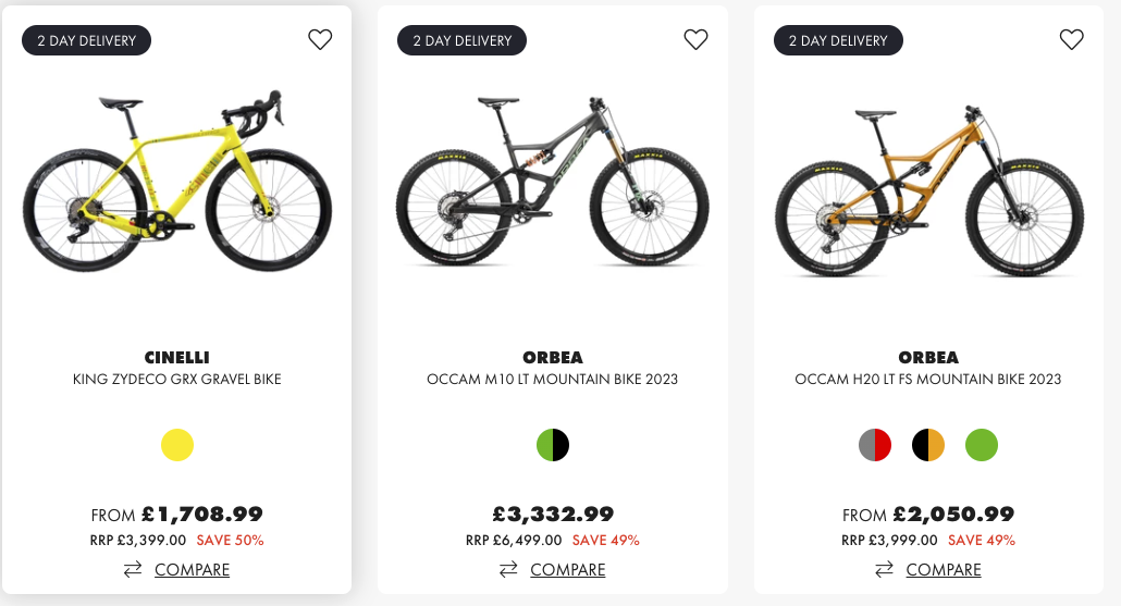 Sigma Sports website bikes discounted