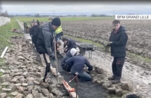 Students repair Paris-Roubaix cobbles