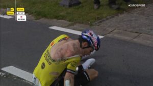 Wout van Aert crash, Dwars door Vlaanderen (Eurosport)