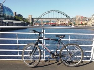Bike next to Tyne Bridge