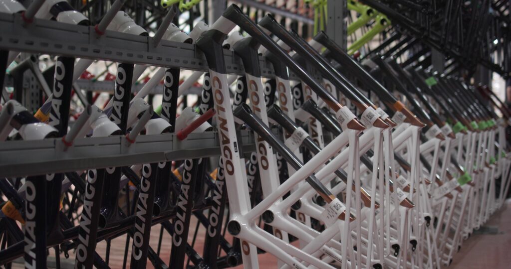 2024 Colnago C68 carbon bike factory rows of frames