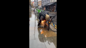 Angle grinder bike thief, London April 2024