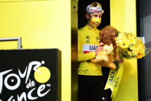Tadej Pogacar, Stage 19 of 2021 (picture credit Tour de France A.S.O./Pauline Ballet)