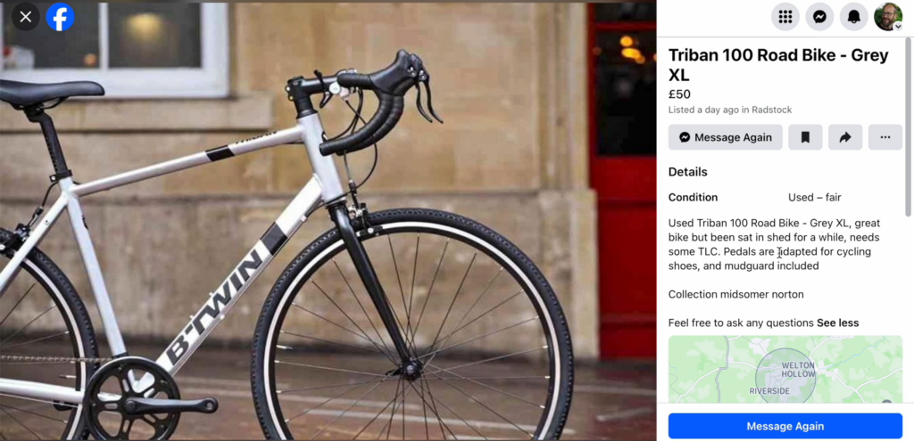2024 Buying a used bike advert on Facebook marketplace