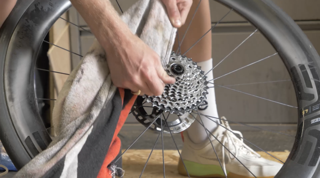 2024 chain cleaning cassette cleaning with rag off bike
