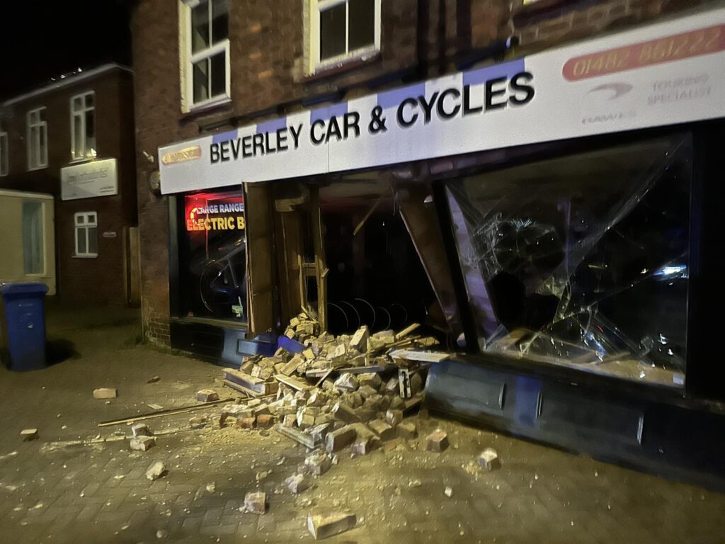 Beverley Car & Cycles after ram-raid