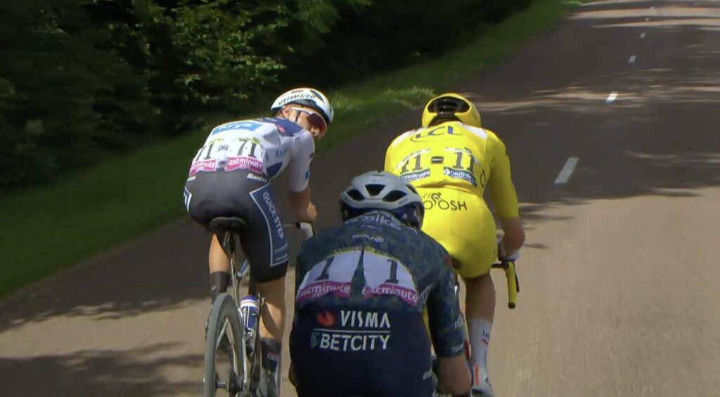 Remco Evenepoel eyeballs Jonas Vingegaard during failed breakaway at Tour de France 2024