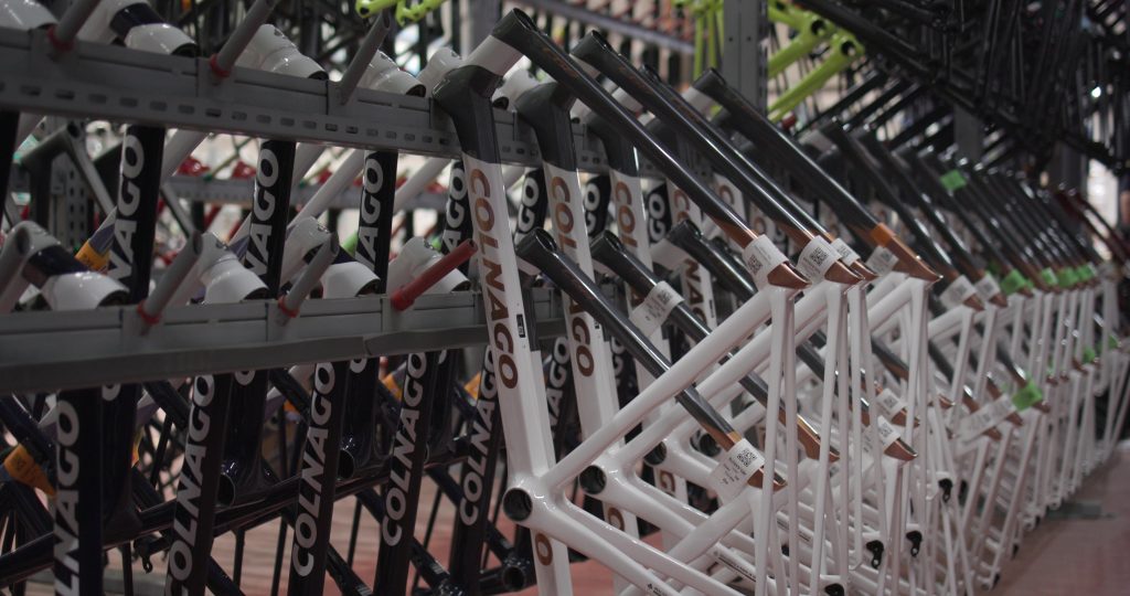 2024 Colnago C68 carbon bike factory rows of frames