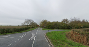Collision site where seven cyclists were hit in Cambridgeshire