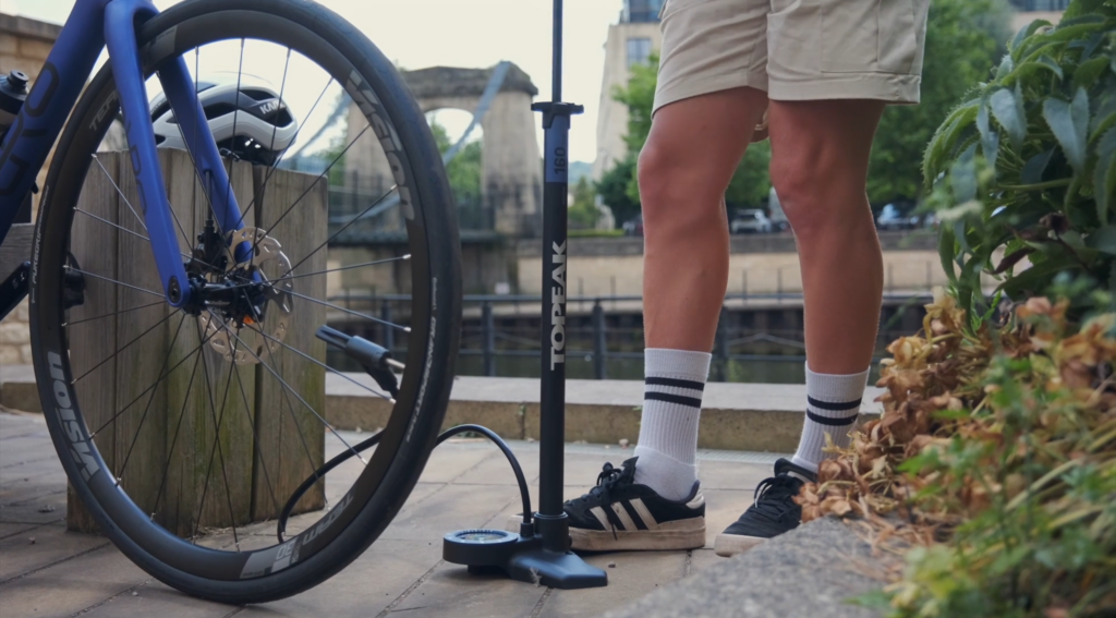 2024 Cycling essentials track pump in use