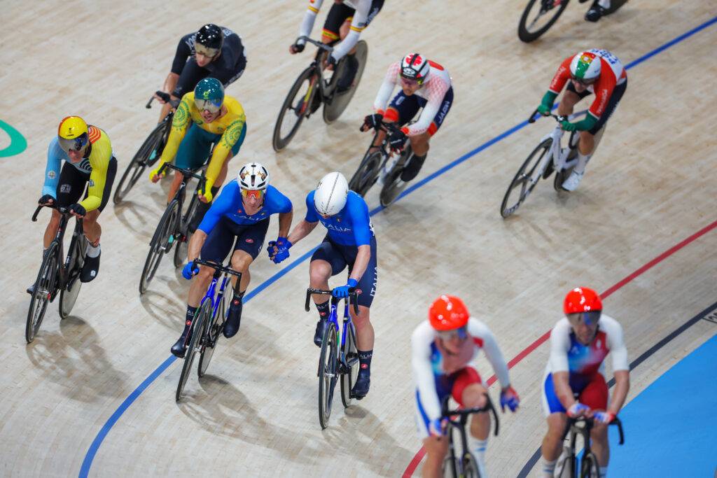 Simone Consonni and Elia Viviani, Madison, 2024 Paris Olympics (Ed Sykes/SWpix.com)