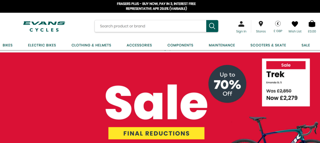 Evans sale August 2024
