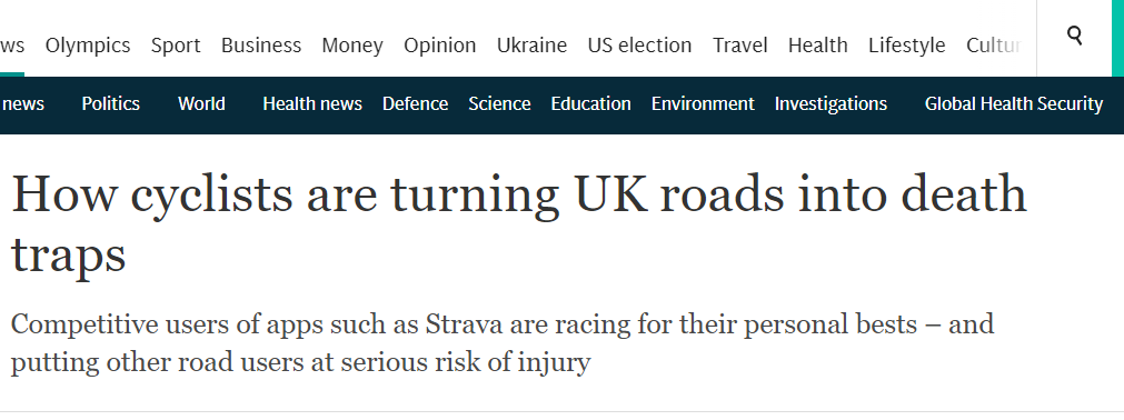 Telegraph “52mph” story online now