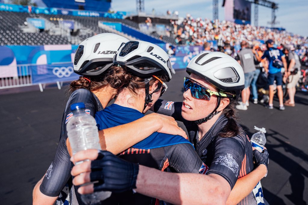 Pfeiffer Georgi, Lizzie Deignan, Anna Henderson, 2024 Olympic road race (Zac Williams/SWpix.com)